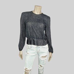 Vintage Shimmery Long Sleeve Peplum‎ Blouse 10